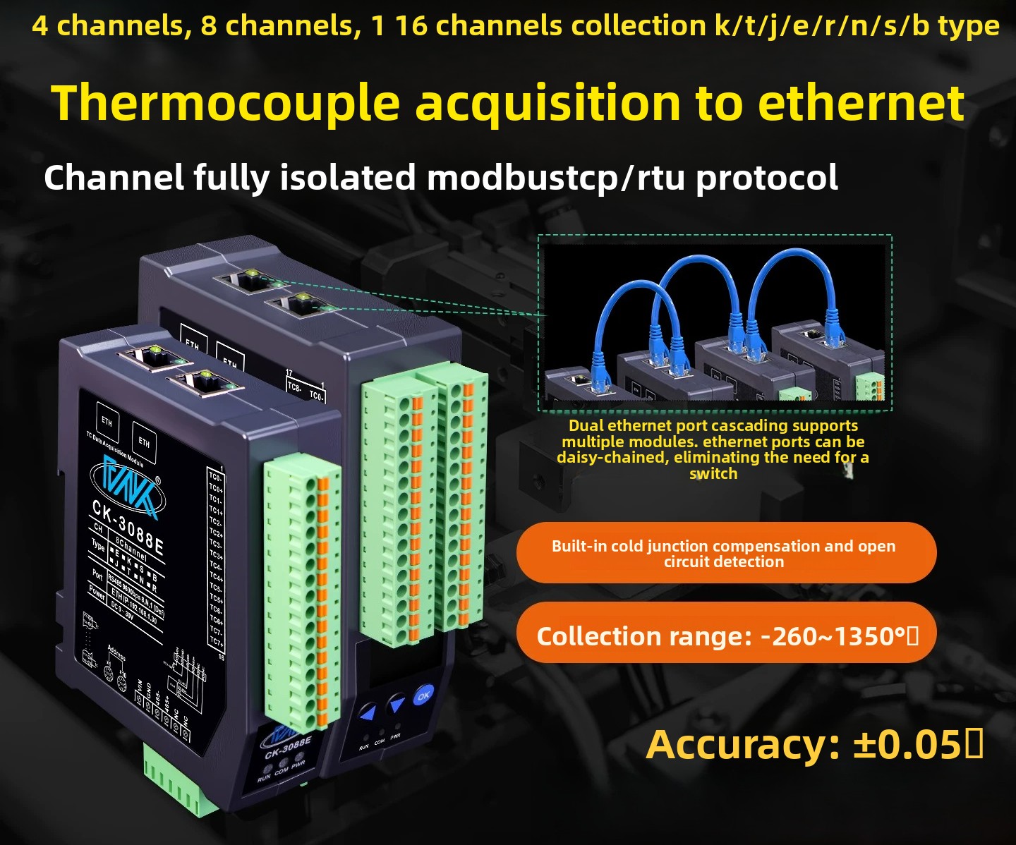 Power Over Ethernet - apply to 8CH Fully Isolated K-Type